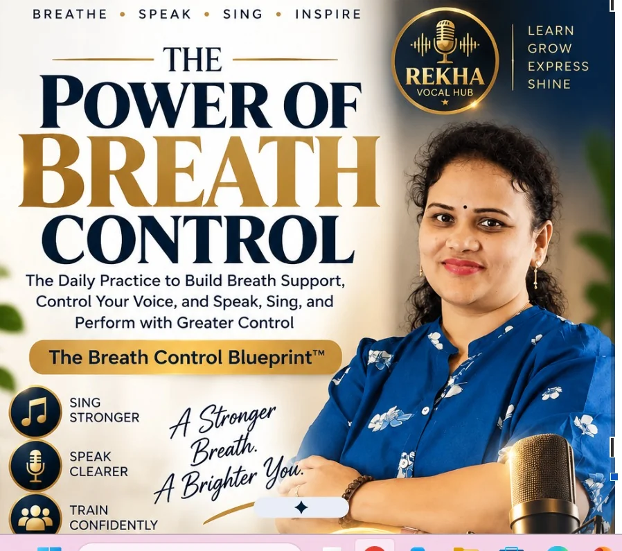 Rekha’s actual book poster — The Power of Breath Control, The Breath Control Blueprint™